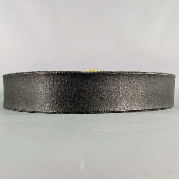 GUCCI Black Gold Leather Metal Belt - Picture 3 of 7